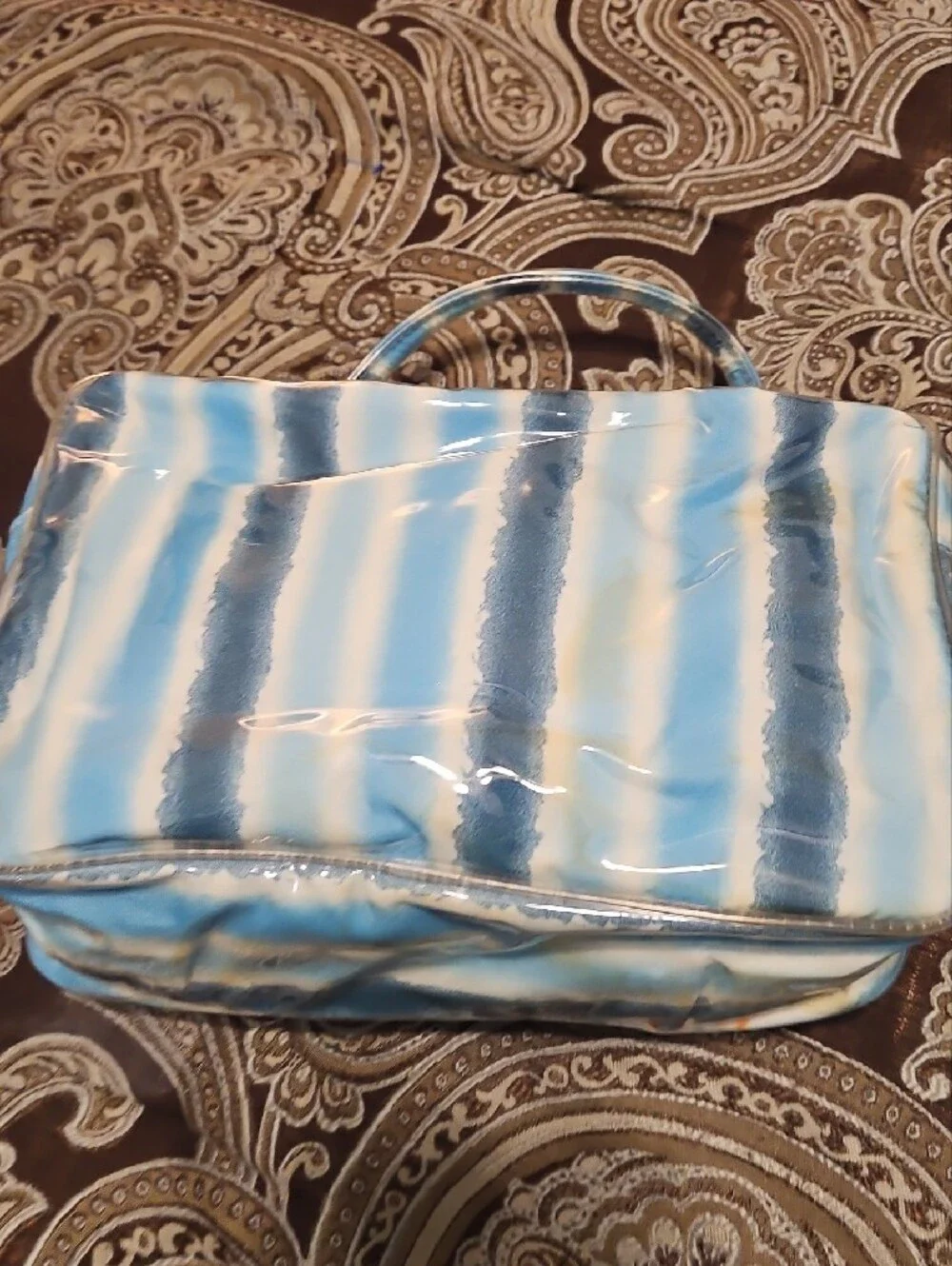 Striped Blue Travel Cosmetic Bag Set - ESTEE LAUDER NEW NEVER USED!!!